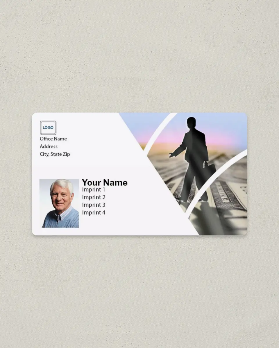 This is a 2" x 3½" Magnetic Business Card called Mortgage Business Person on Money printed in full color with a Standard Gloss finish