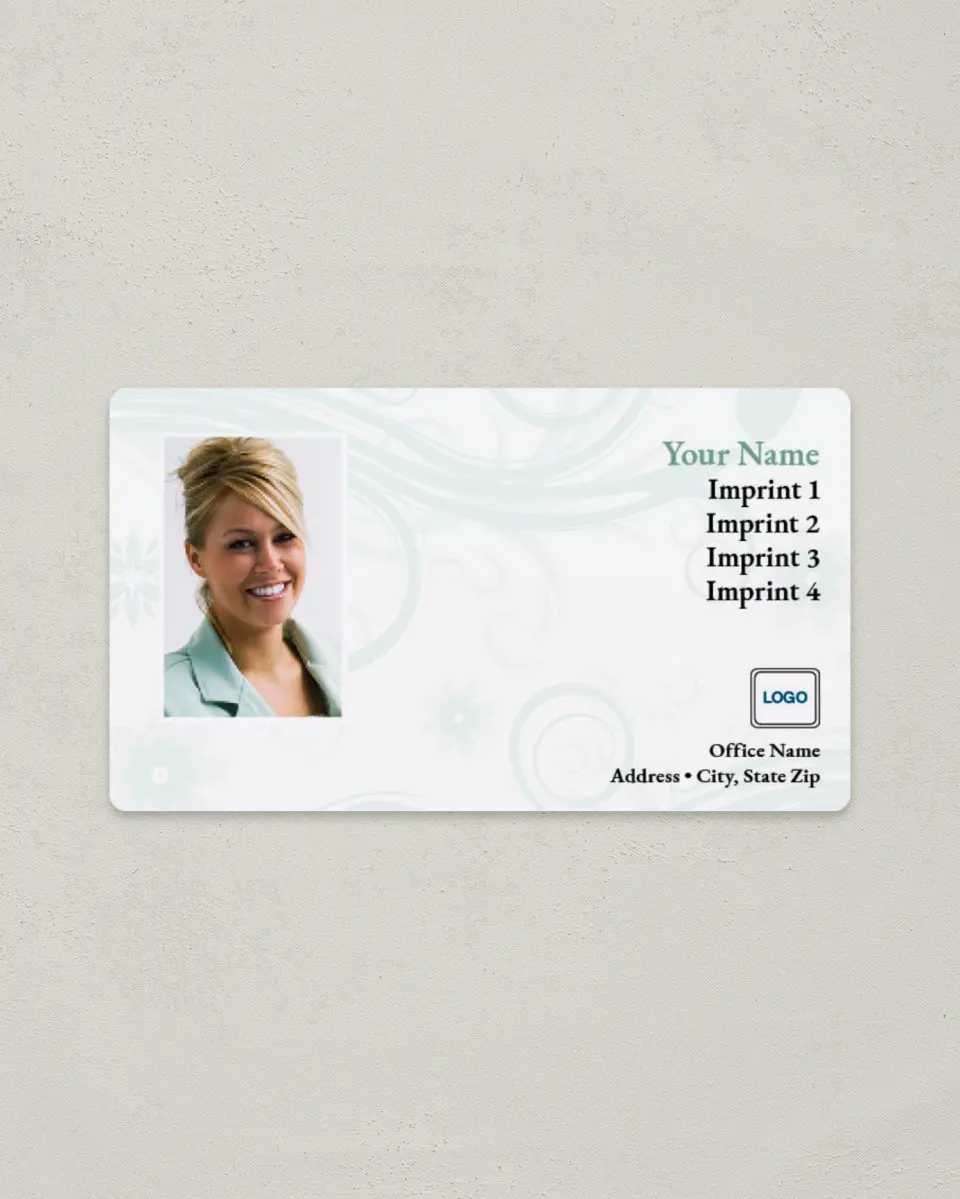 This is a 2" x 3½" Magnetic Business Card called Green Texture Swirls printed in full color with a Standard Gloss finish