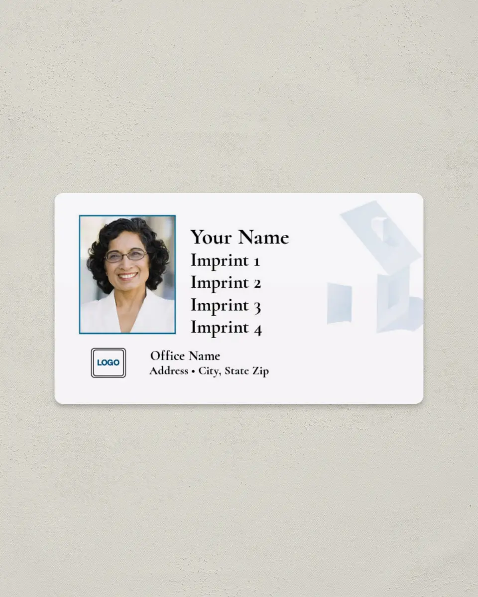This is a 2" x 3½" Magnetic Business Card called Blue House Outline with Photo printed in full color with a Standard Gloss finish