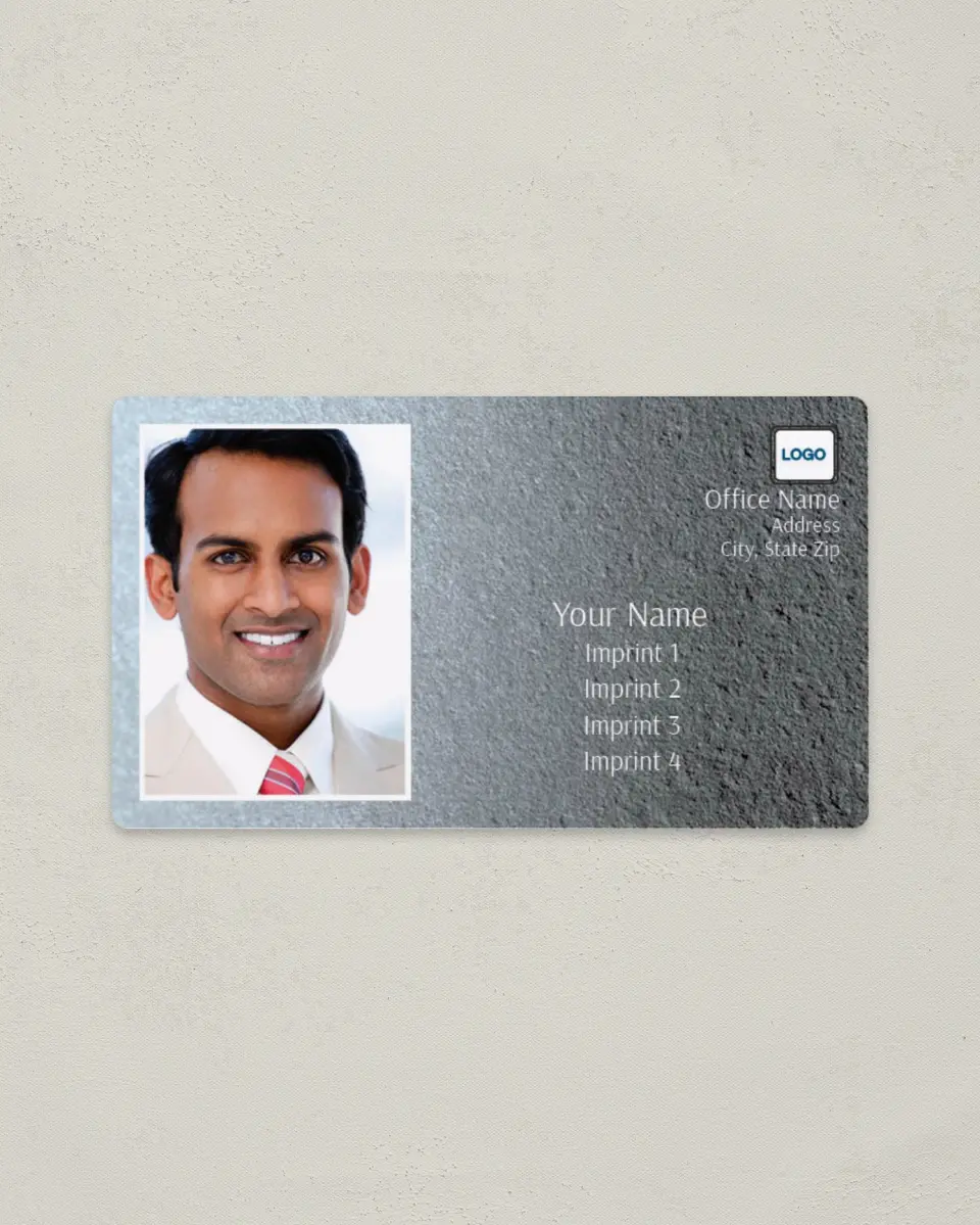 This is a 2" x 3½" Magnetic Business Card called Gray Cement printed in full color with a Standard Gloss finish