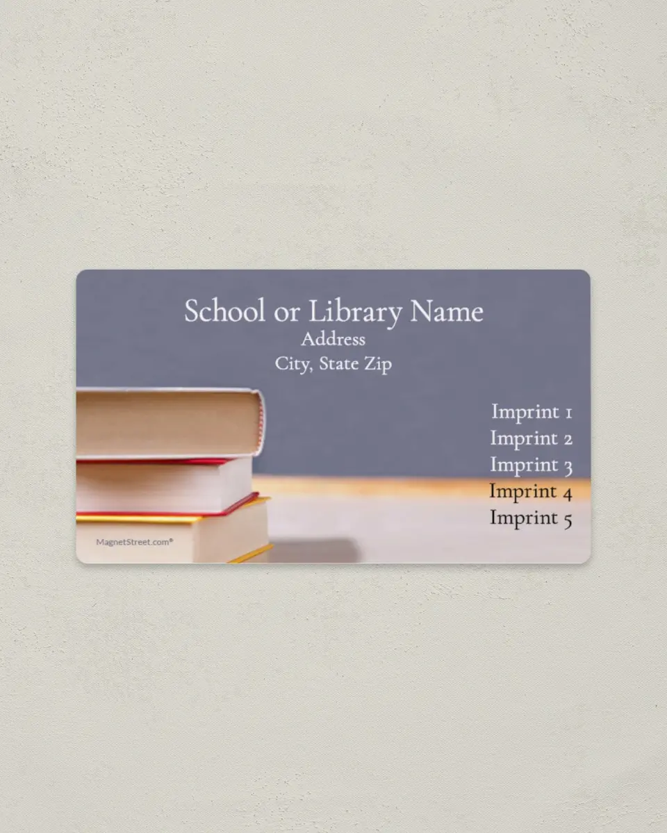 This is a 2" x 3½" School Contact Magnet called Books & Blackboard printed in full color