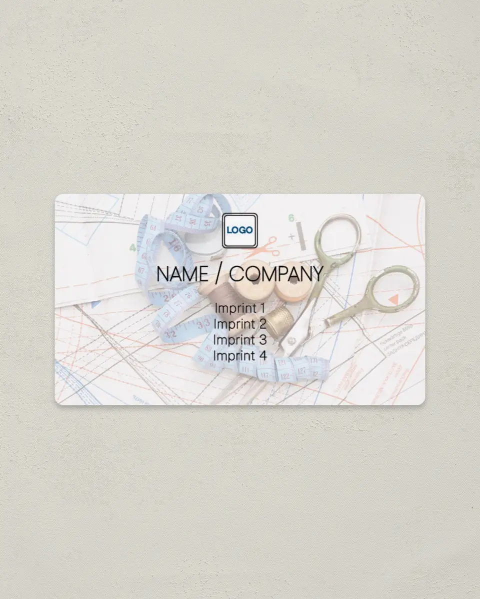 This is a 2" x 3½" Magnetic Business Card called Handcrafts & Sewing printed in full color with a Standard Gloss finish