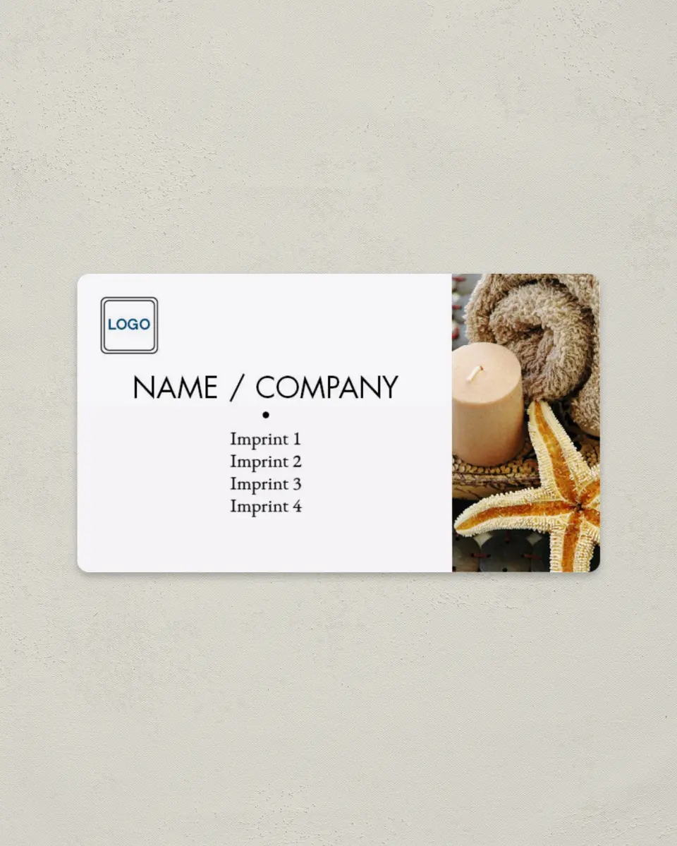 This is a 2" x 3½" Magnetic Business Card called Relaxing Spa printed in full color with a Standard Gloss finish