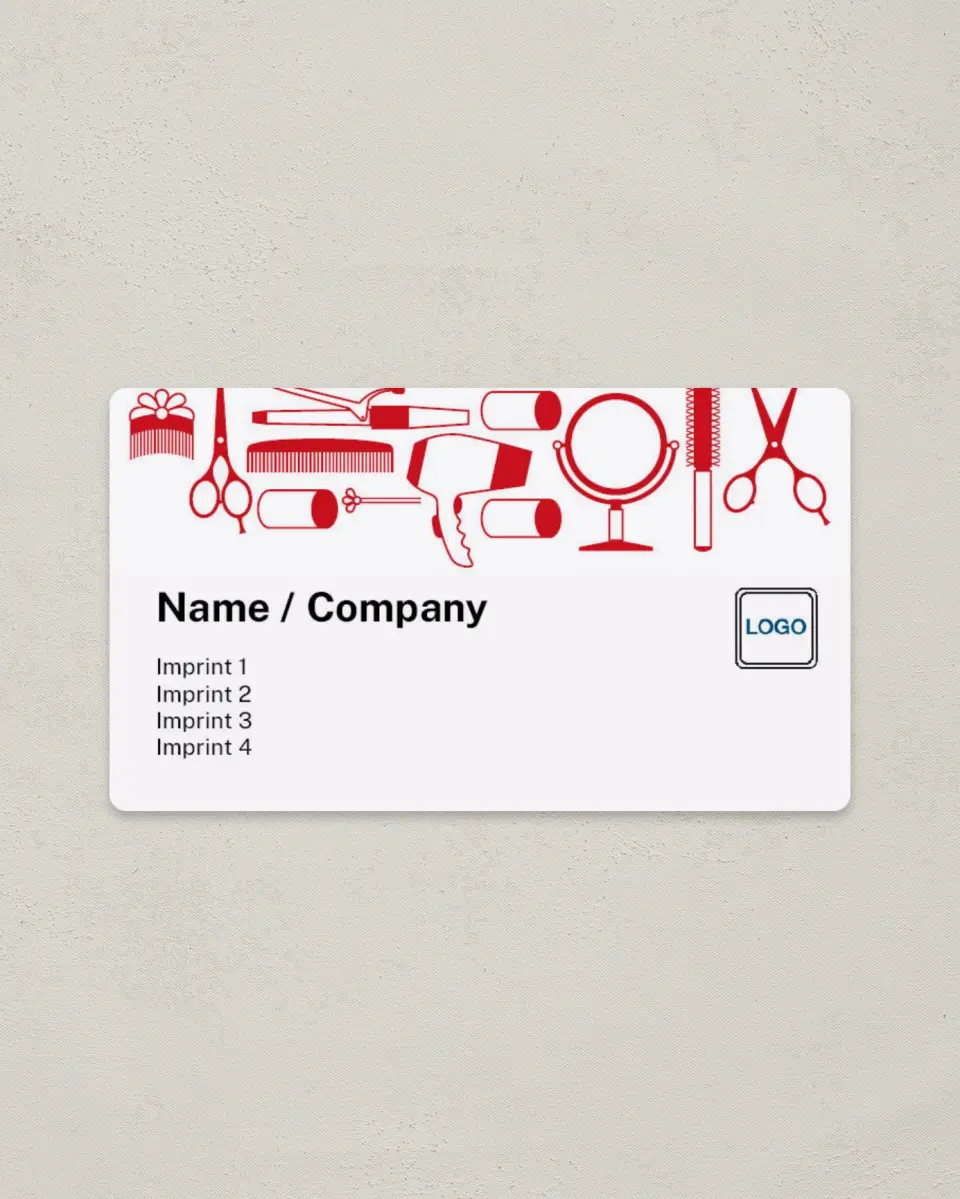This is a 2" x 3½" Magnetic Business Card called Hair Salon printed in full color with a Standard Gloss finish