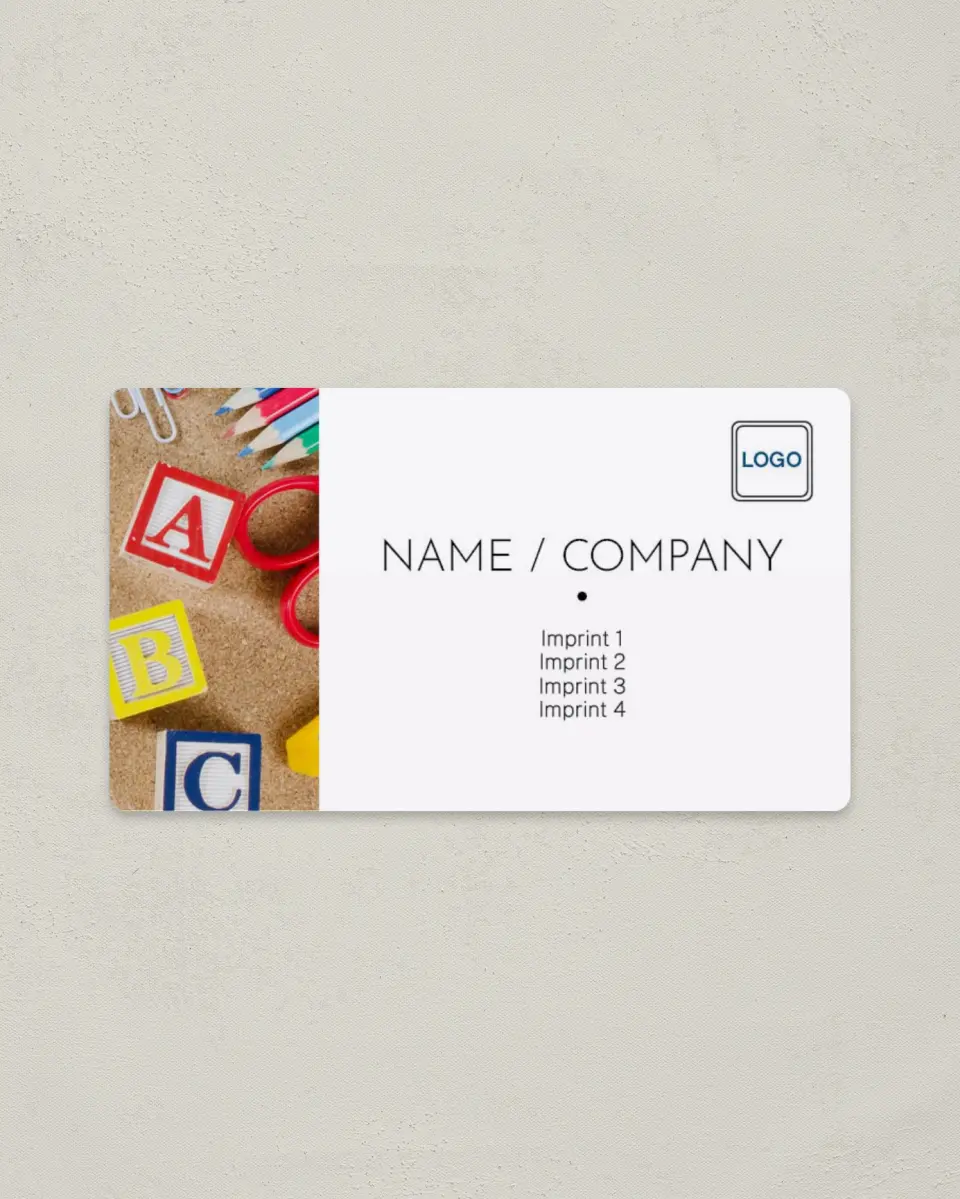 This is a 2" x 3½" Magnetic Business Card called Child Care Center printed in full color with a Standard Gloss finish