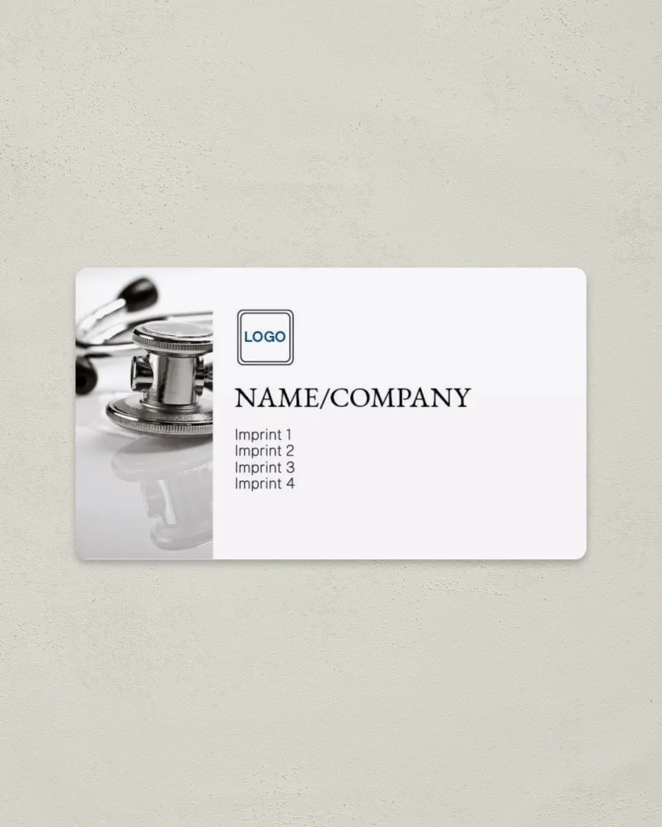 This is a 2" x 3½" Magnetic Business Card called Medical Specialist printed in full color with a Standard Gloss finish