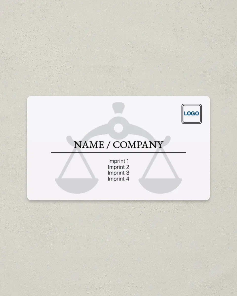 This is a 2" x 3½" Magnetic Business Card called Legal Justice printed in full color with a Standard Gloss finish