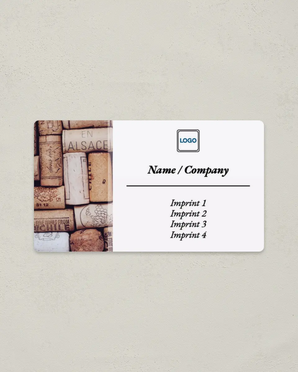 This is a 2" x 3½" Magnetic Business Card called Pop the Cork printed in full color with a Standard Gloss finish