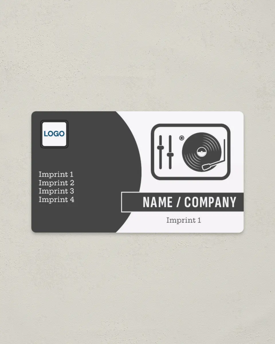This is a 2" x 3½" Magnetic Business Card called DJ Services printed in full color with a Standard Gloss finish