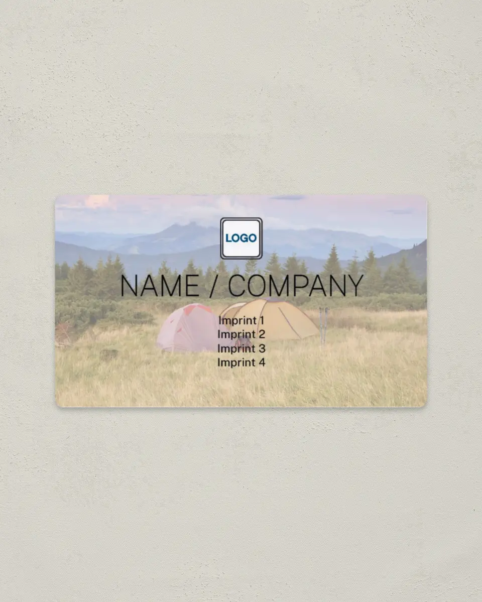 This is a 2" x 3½" Magnetic Business Card called Camping & RV Park printed in full color with a Standard Gloss finish
