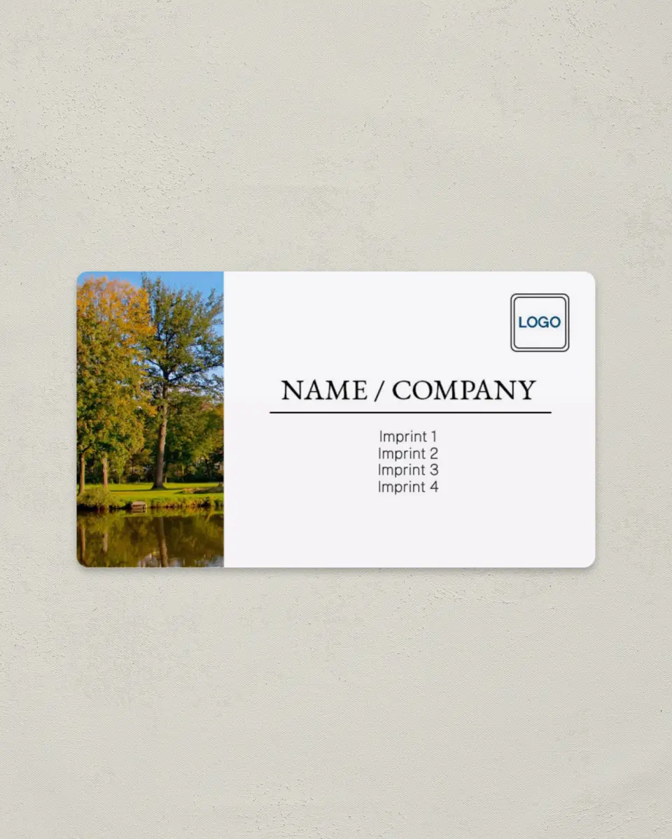 This is a 2" x 3½" Magnetic Business Card called Lakeside Resort printed in full color with a Standard Gloss finish