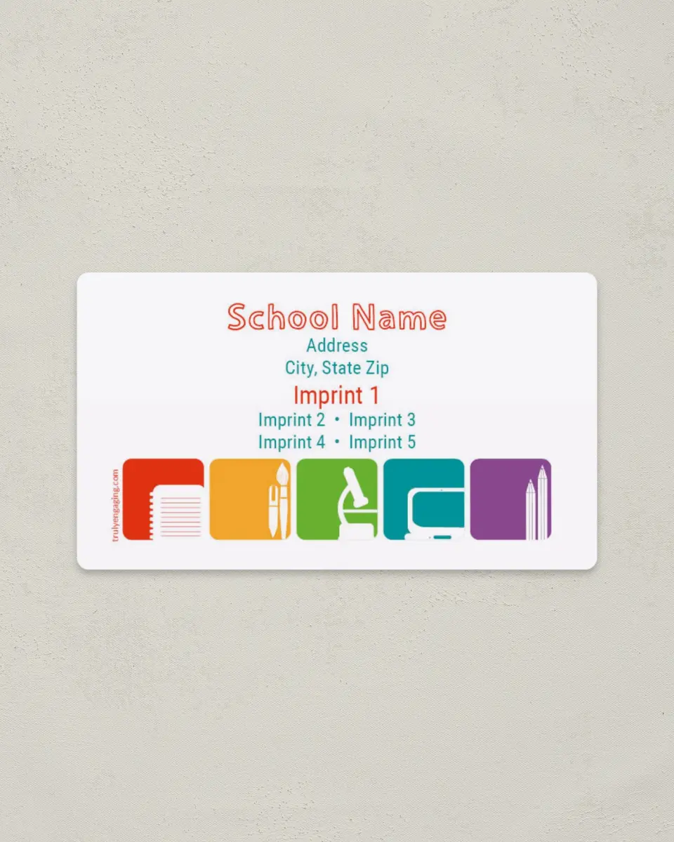 This is a 2" x 3½" School Contact Magnet called Subjects Covered printed in full color
