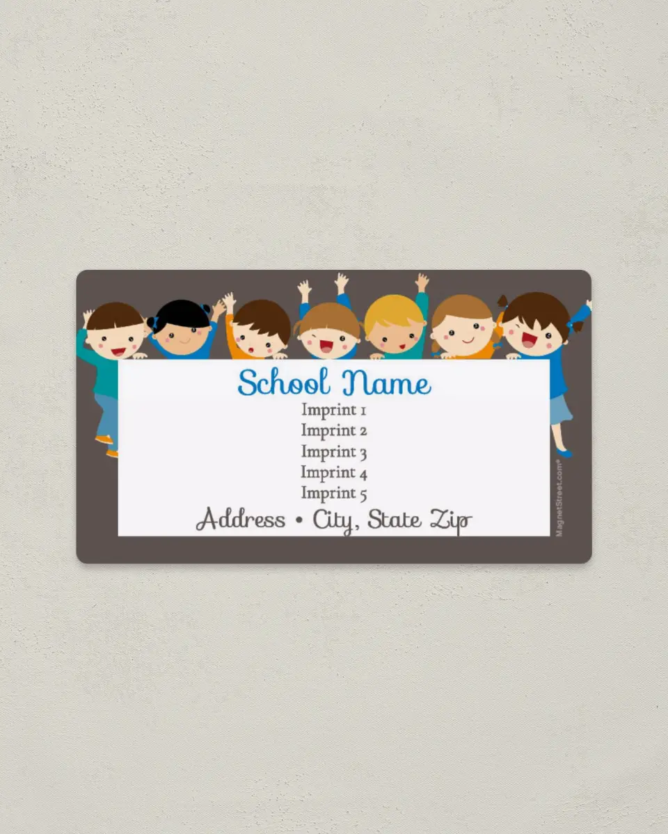 This is a 2" x 3½" School Contact Magnet called Student Cheer printed in full color
