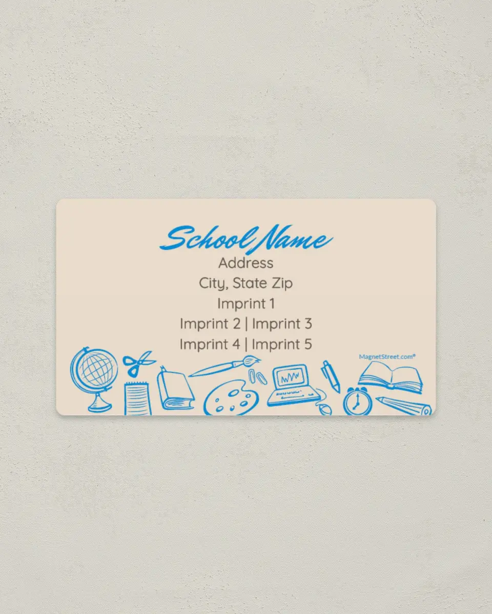This is a 2" x 3½" School Contact Magnet called Retro Tools printed in full color