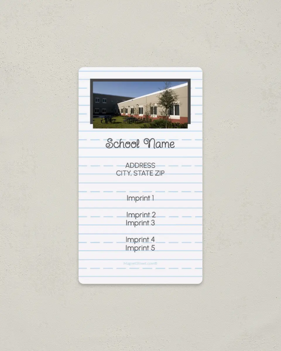 This is a 2" x 3½" School Contact Magnet called Lined Paper printed in full color