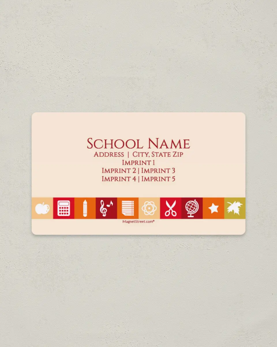 This is a 2" x 3½" School Contact Magnet called Border Supplies printed in full color