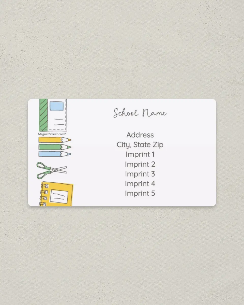 This is a 2" x 3½" School Contact Magnet called Art Ready printed in full color