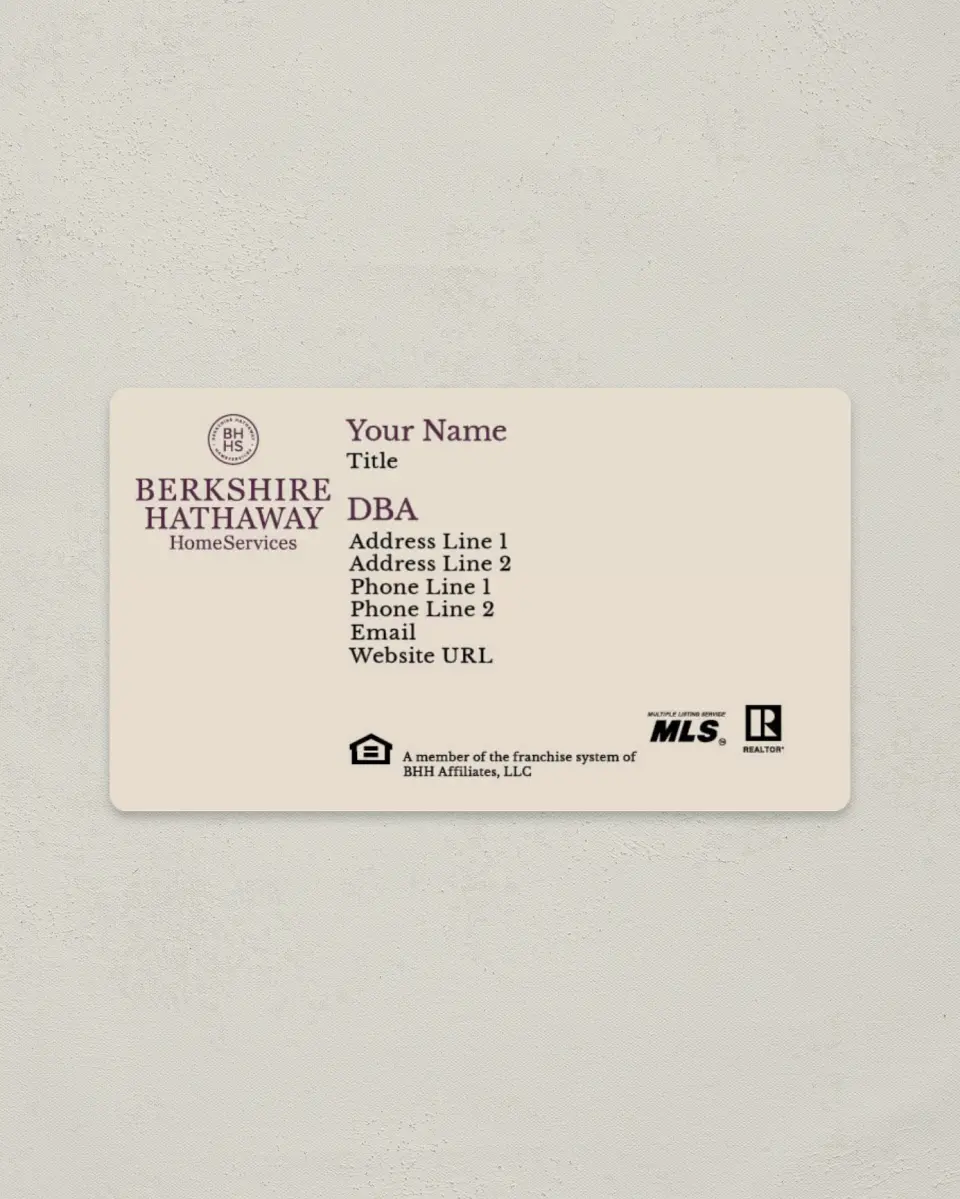 This is a 2" x 3½" Magnetic Business Card called Berkshire Hathaway HomeServices Magnetic Business Cards printed in full color with a Standard Gloss finish