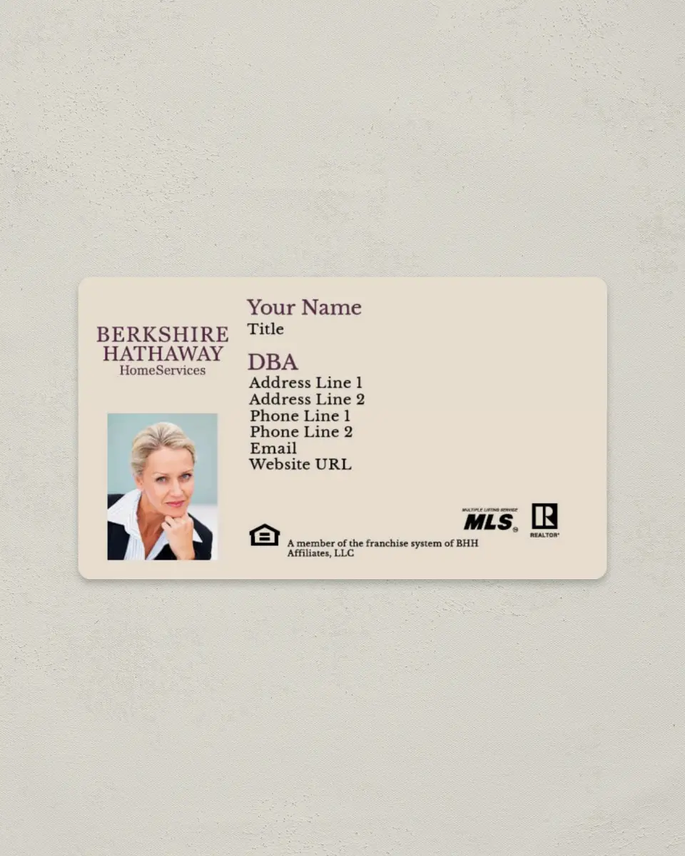 This is a 2" x 3½" Magnetic Business Card called Berkshire Hathaway HomeServices Magnetic Business Cards printed in full color with a Standard Gloss finish