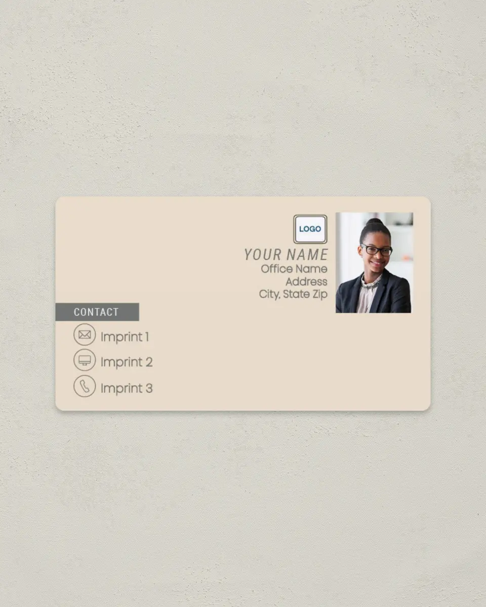 This is a 2" x 3½" Magnetic Business Card called Market Leverage printed in full color with a Standard Gloss finish
