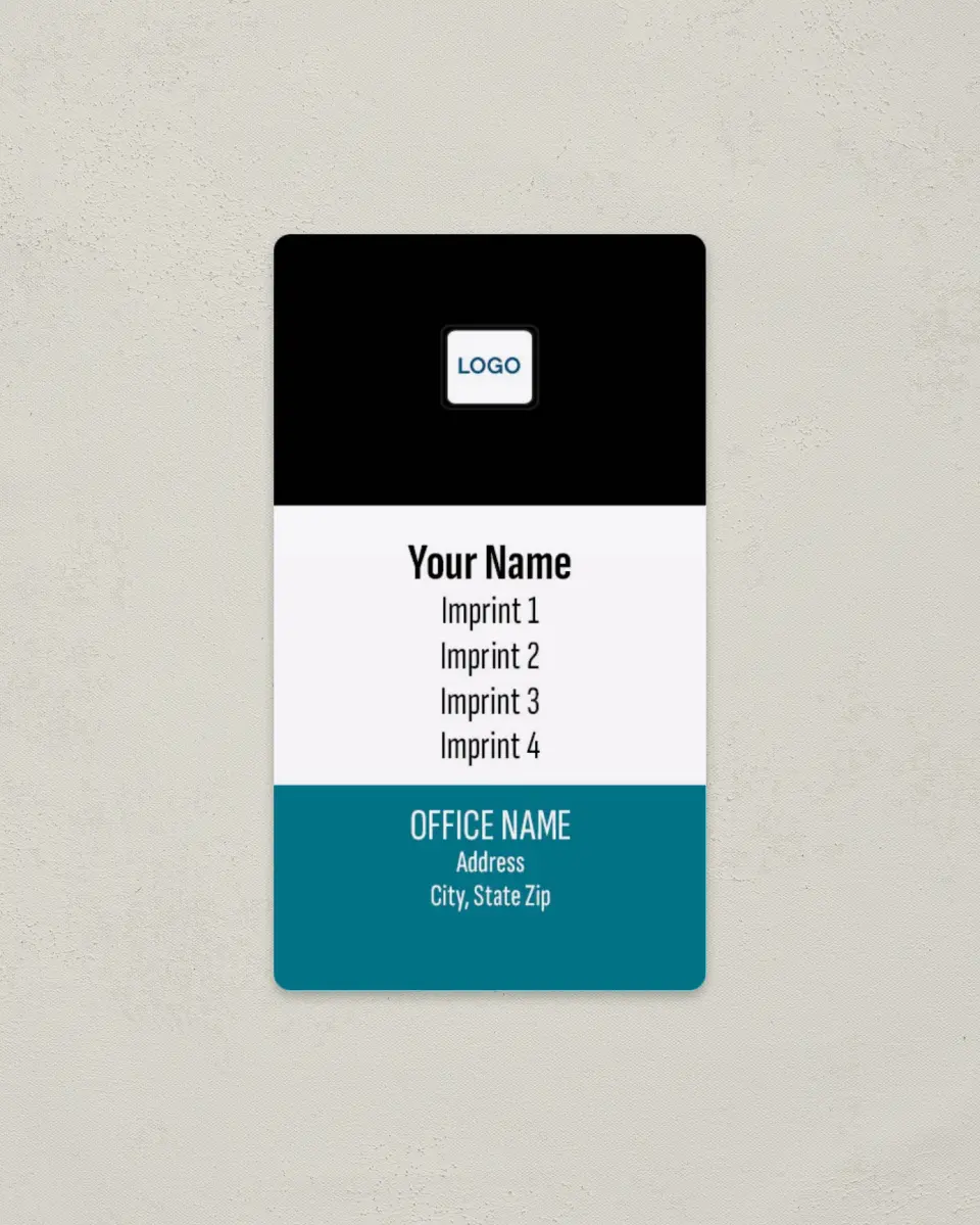 This is a 2" x 3½" Magnetic Business Card called Tri-Banner printed in full color with a Standard Gloss finish