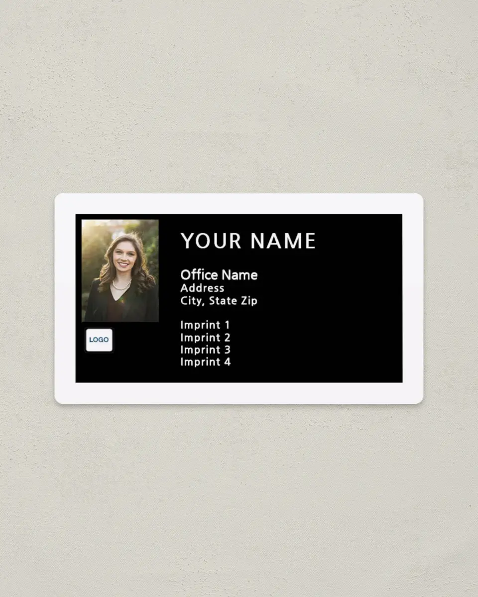 This is a 2" x 3½" Magnetic Business Card called Top Executive printed in full color with a Standard Gloss finish