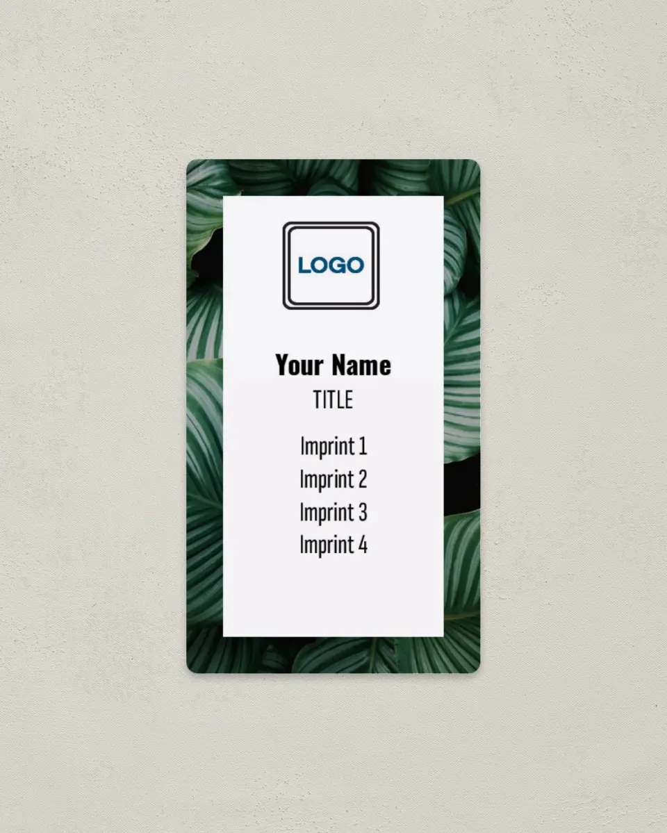 This is a 2" x 3½" Magnetic Business Card called Frame It printed in full color with a Standard Gloss finish