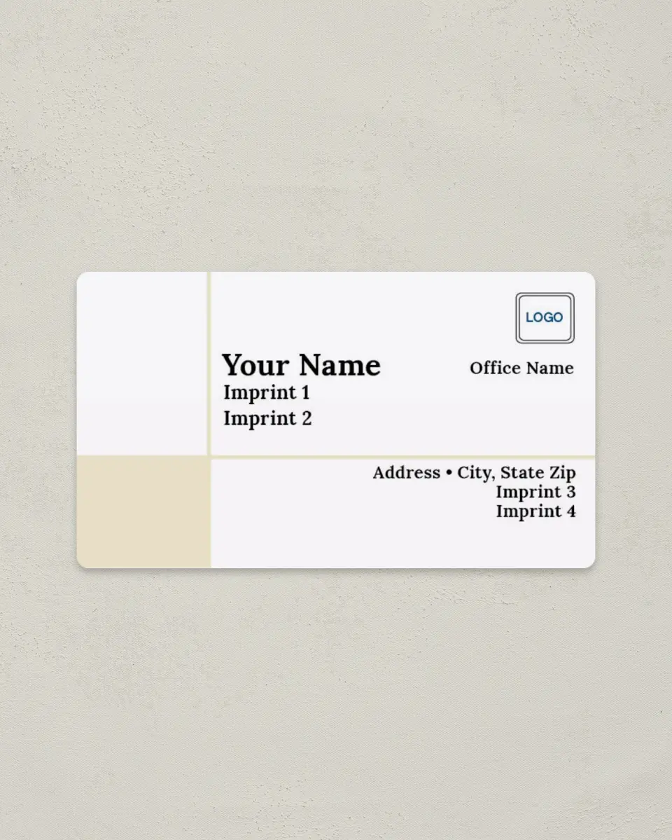This is a 2" x 3½" Magnetic Business Card called Quadrants with Beige printed in full color with a Standard Gloss finish