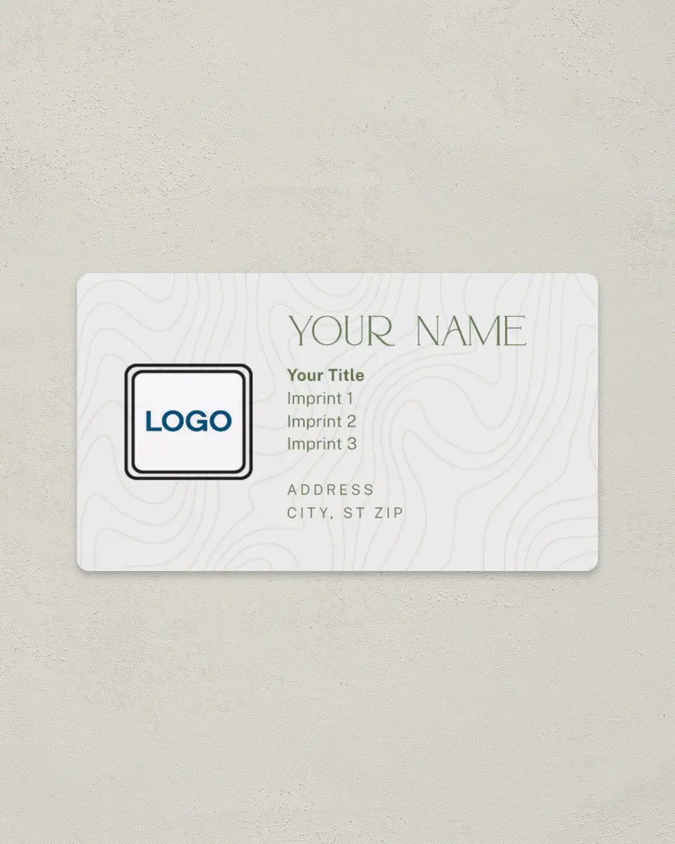 This is a 2" x 3½" Magnetic Business Card called Contoured Connection printed in full color with a Standard Gloss finish