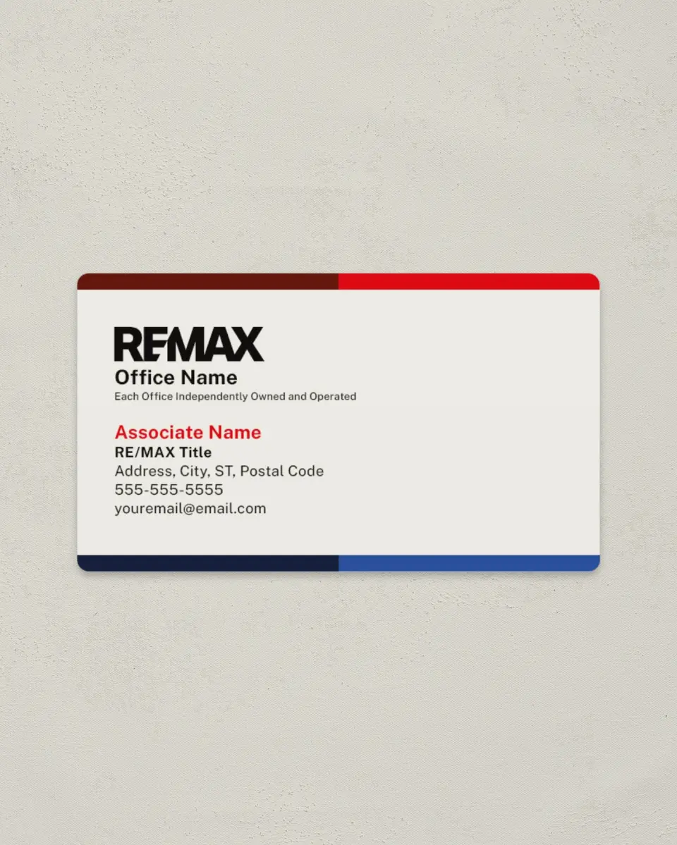 This is a 2" x 3½" Magnetic Business Card called REMAX Bold Bands printed in full color with a Standard Gloss finish