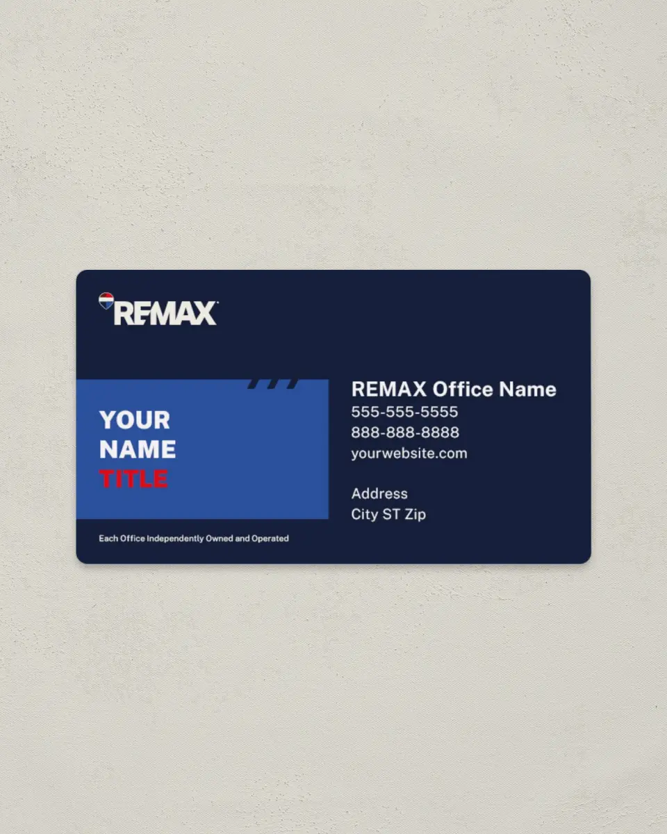 This is a 2" x 3½" Magnetic Business Card called REMAX No One Better printed in full color with a Standard Gloss finish
