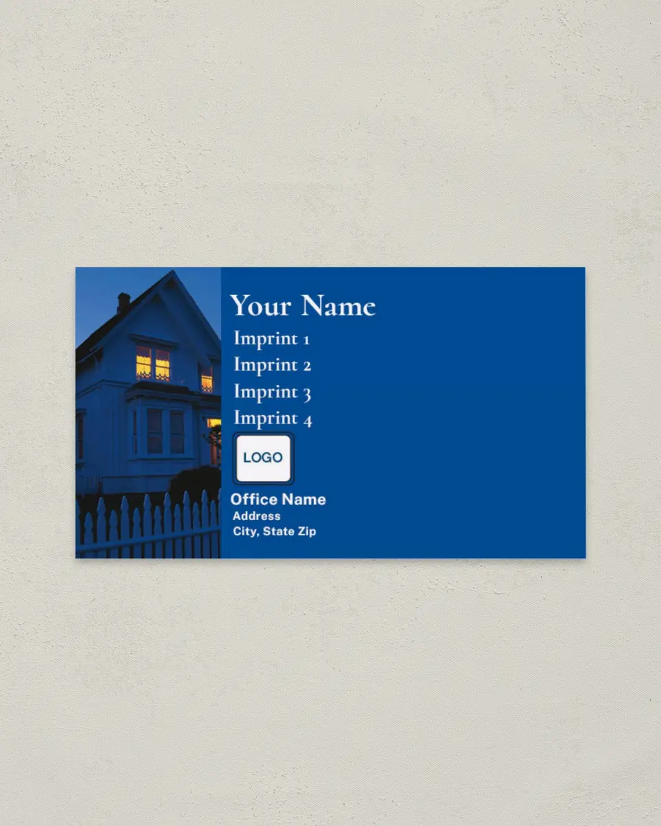 This is a 2" x 3½" Paper Business Card called House at Night and Blue printed in full color on Soft Touch paper