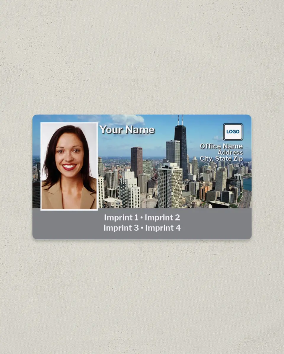 This is a 2" x 3½" Magnetic Business Card called Chicago-Day, boxed photo printed in full color with a Standard Gloss finish