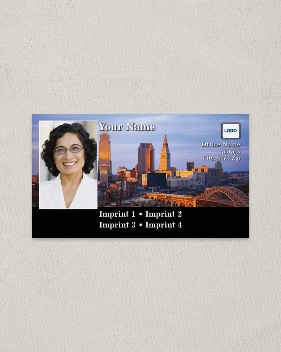 This is a 2" x 3½" Paper Business Card called Cleveland printed in full color on Soft Touch paper