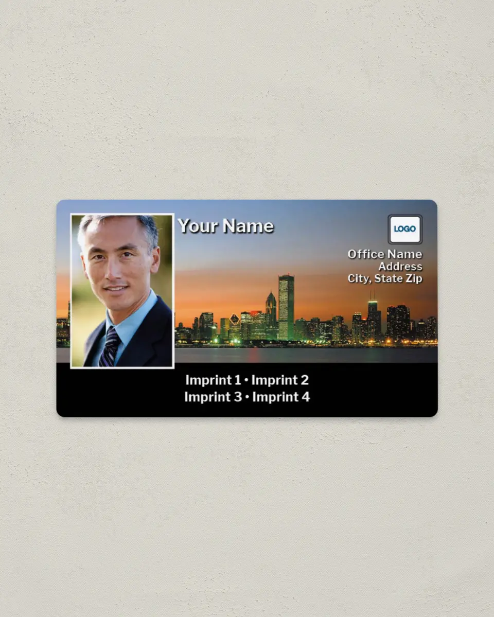 This is a 2" x 3½" Magnetic Business Card called Chicago-Night printed in full color with a Standard Gloss finish