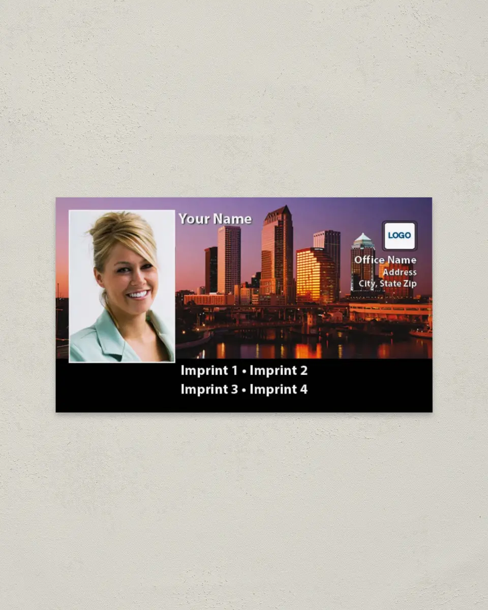 This is a 2" x 3½" Paper Business Card called Tampa printed in full color on Soft Touch paper