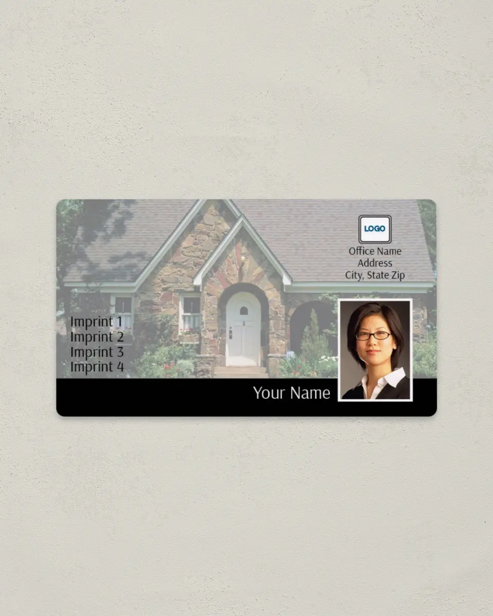 This is a 2" x 3½" Magnetic Business Card called Brick House with Black Bar printed in full color with a Standard Gloss finish