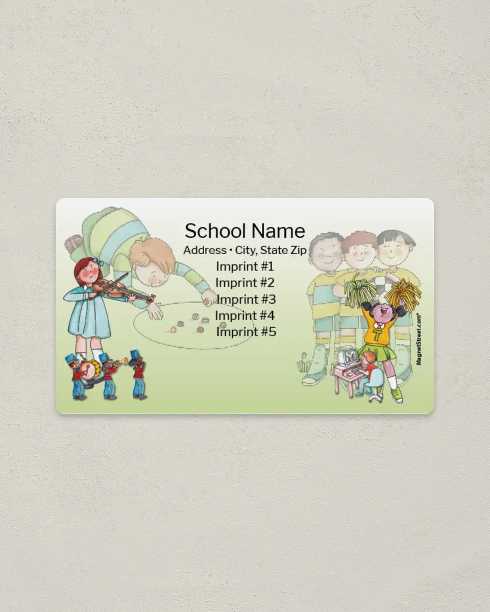 This is a 2" x 3½" School Contact Magnet called Children printed in full color