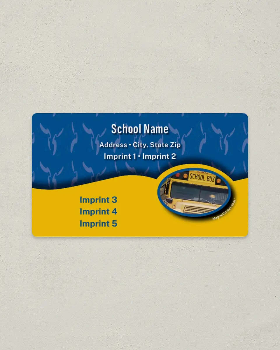 This is a 2" x 3½" School Contact Magnet called Bus Photo printed in full color
