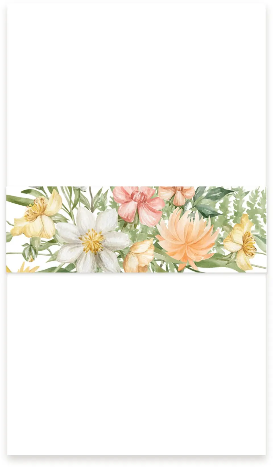 This is a 1½" x 12" Vellum Band called Secluded Blooms printed in full color