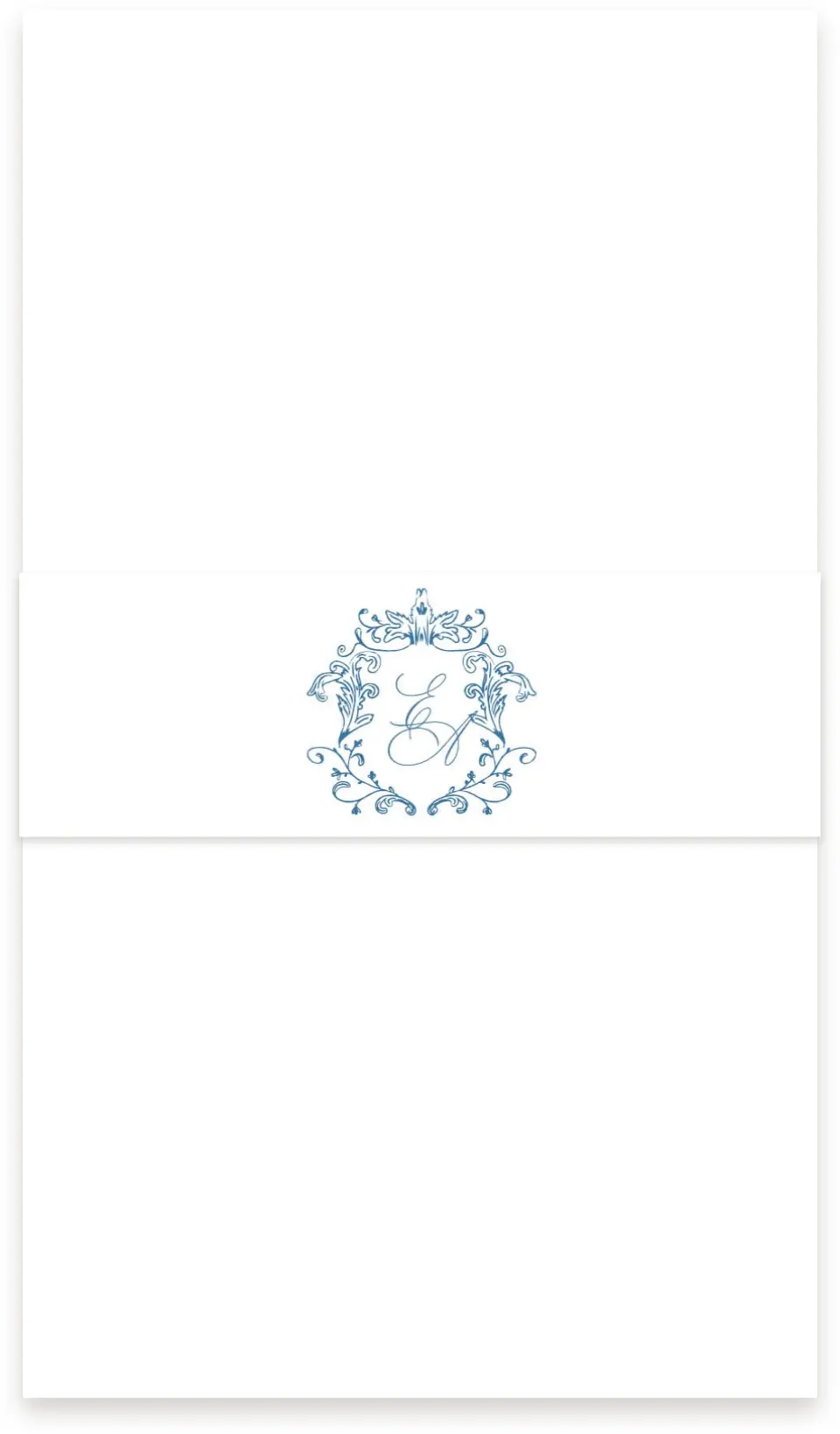 This is a 1½" x 12" Vellum Band called Blue Toile Romance printed in full color