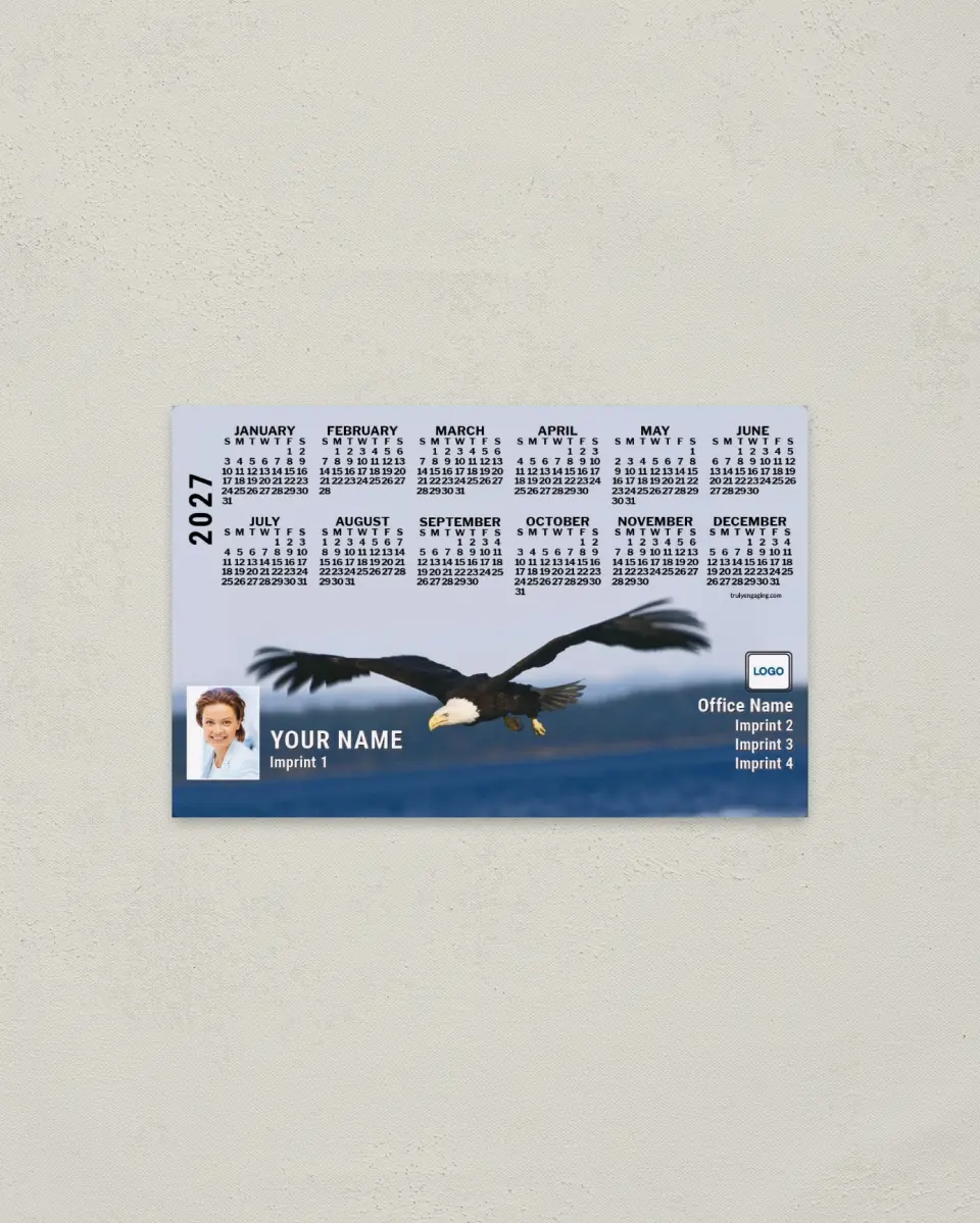 This is a 3.7" x 5.7" Full Magnet Calendar called Eagle printed in full color with a Standard Gloss finish