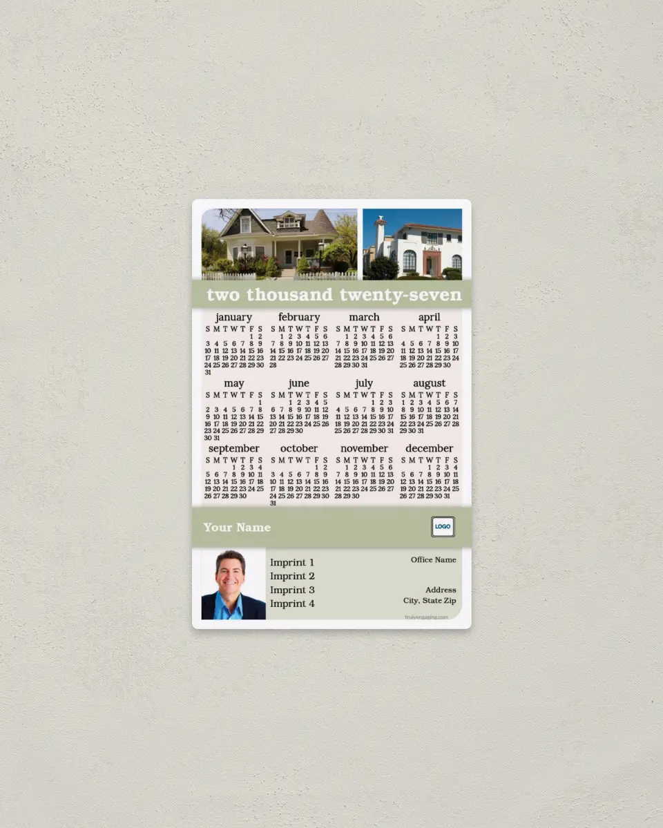 This is a 3.7" x 5.7" Full Magnet Calendar called Modern Brand printed in full color with a Standard Gloss finish
