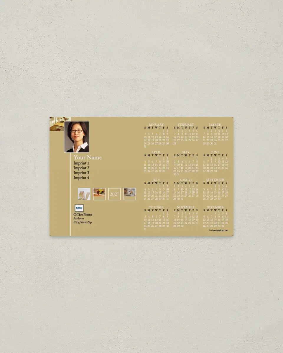 This is a 3.7" x 5.7" Full Magnet Calendar called The Kitchen printed in full color with a Standard Gloss finish