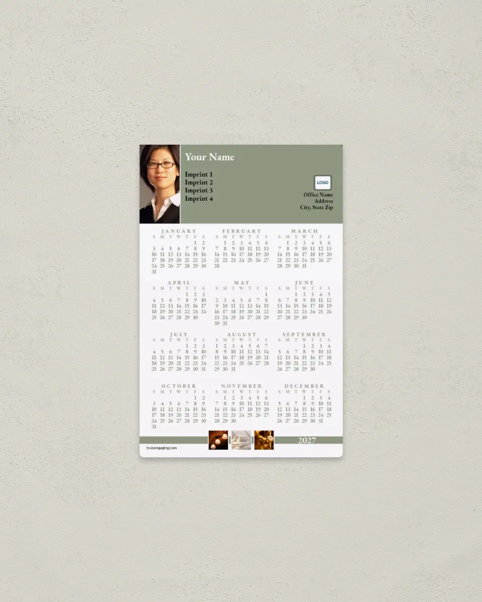 This is a 3.7" x 5.7" Full Magnet Calendar called The Bathroom printed in full color with a Standard Gloss finish