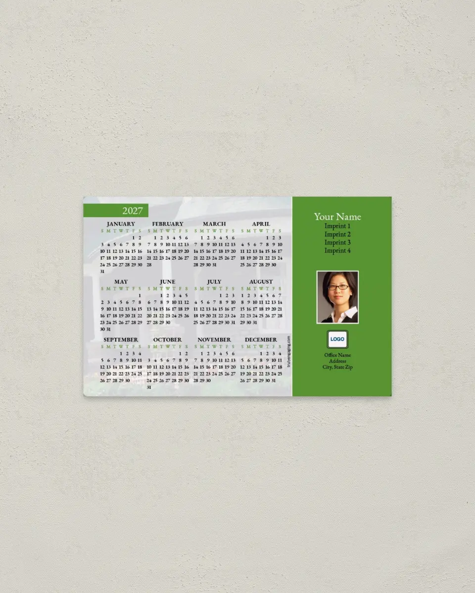 This is a 3.7" x 5.7" Full Magnet Calendar called Curb Appeal printed in full color with a Standard Gloss finish