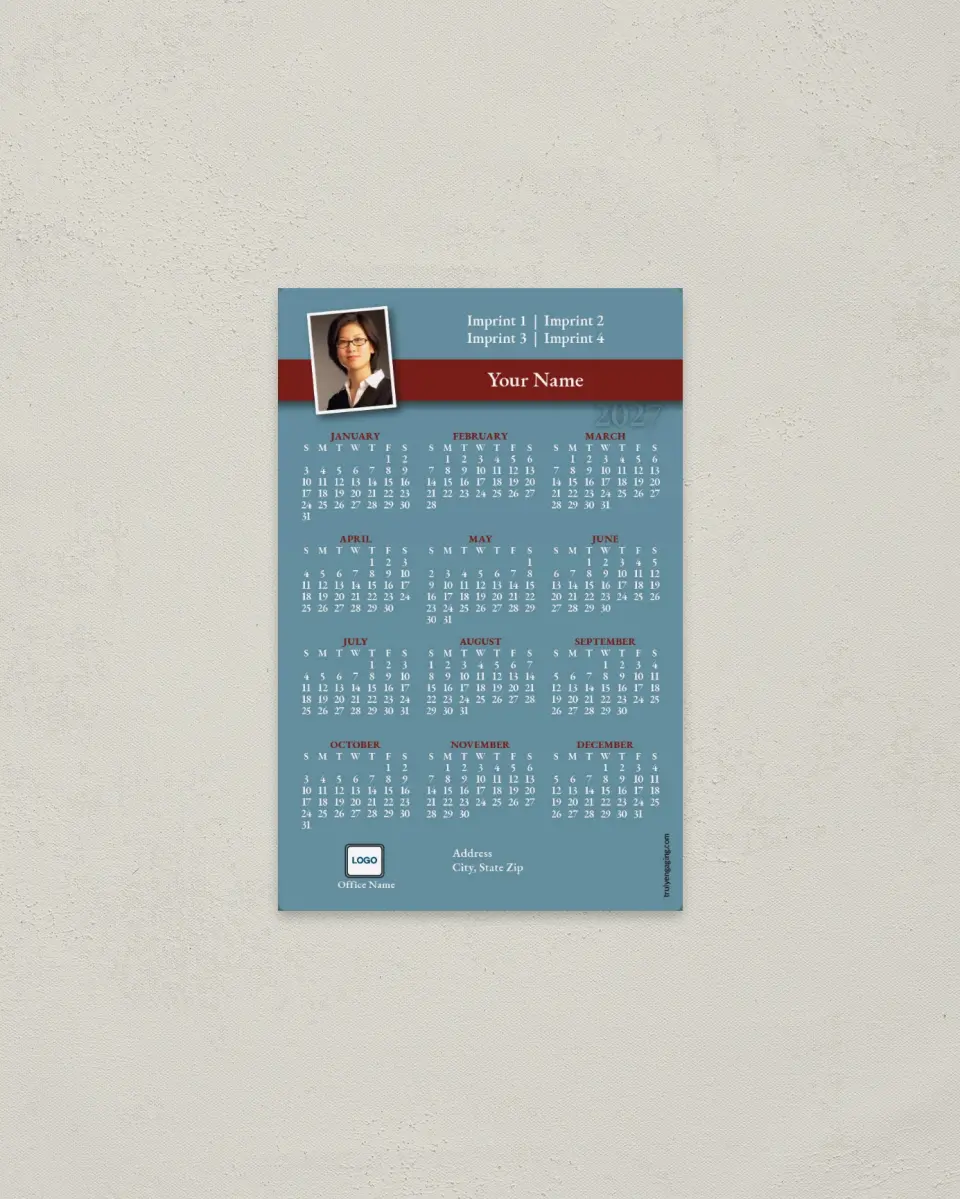 This is a 3.7" x 5.7" Full Magnet Calendar called Front Walk printed in full color with a Standard Gloss finish