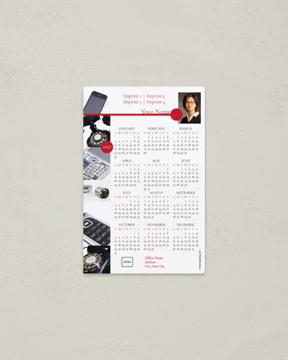 This is a 3.7" x 5.7" Full Magnet Calendar called I'm Listening printed in full color with a Standard Gloss finish