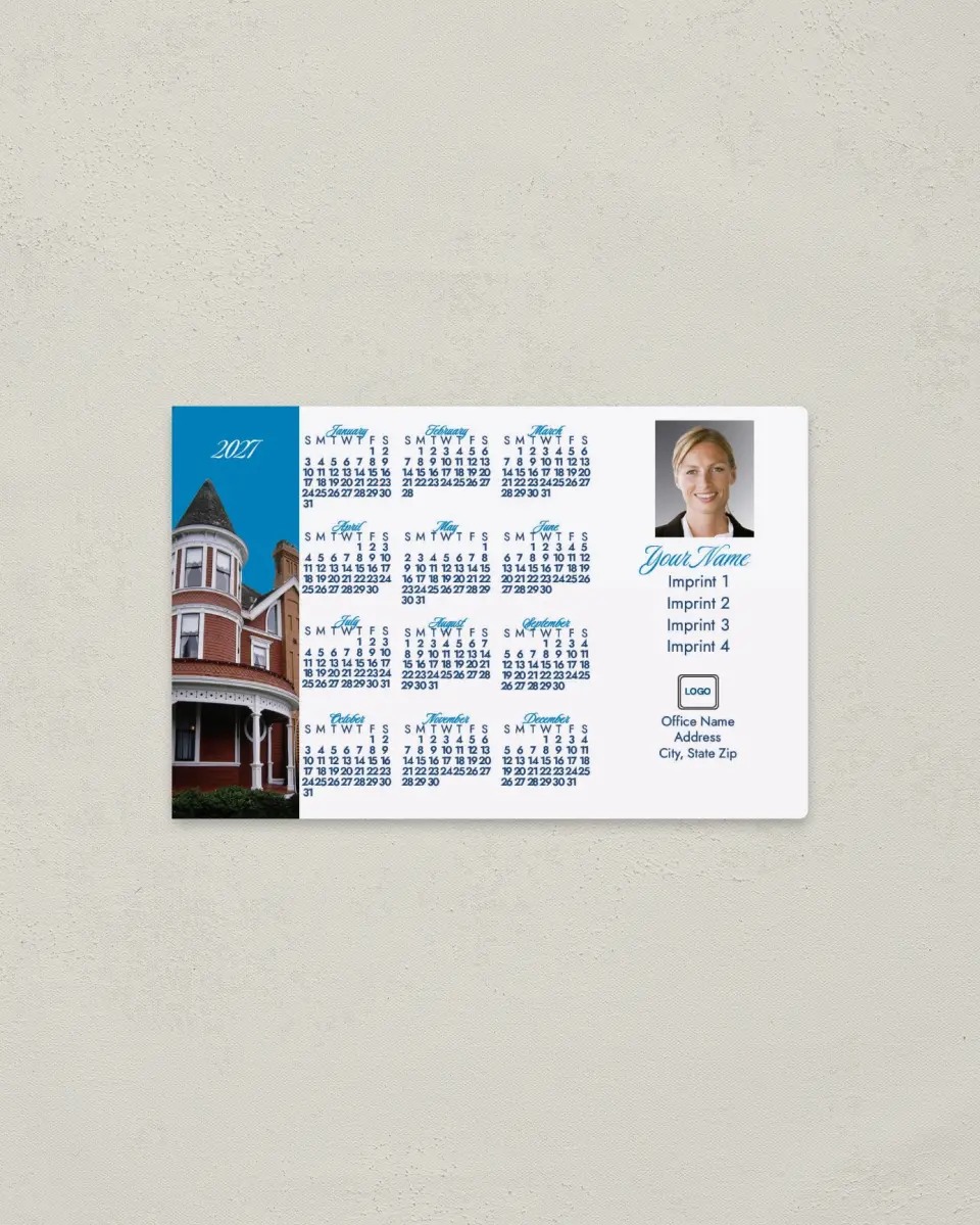 This is a 3.7" x 5.7" Full Magnet Calendar called Brick House Photo, White Background printed in full color with a Standard Gloss finish