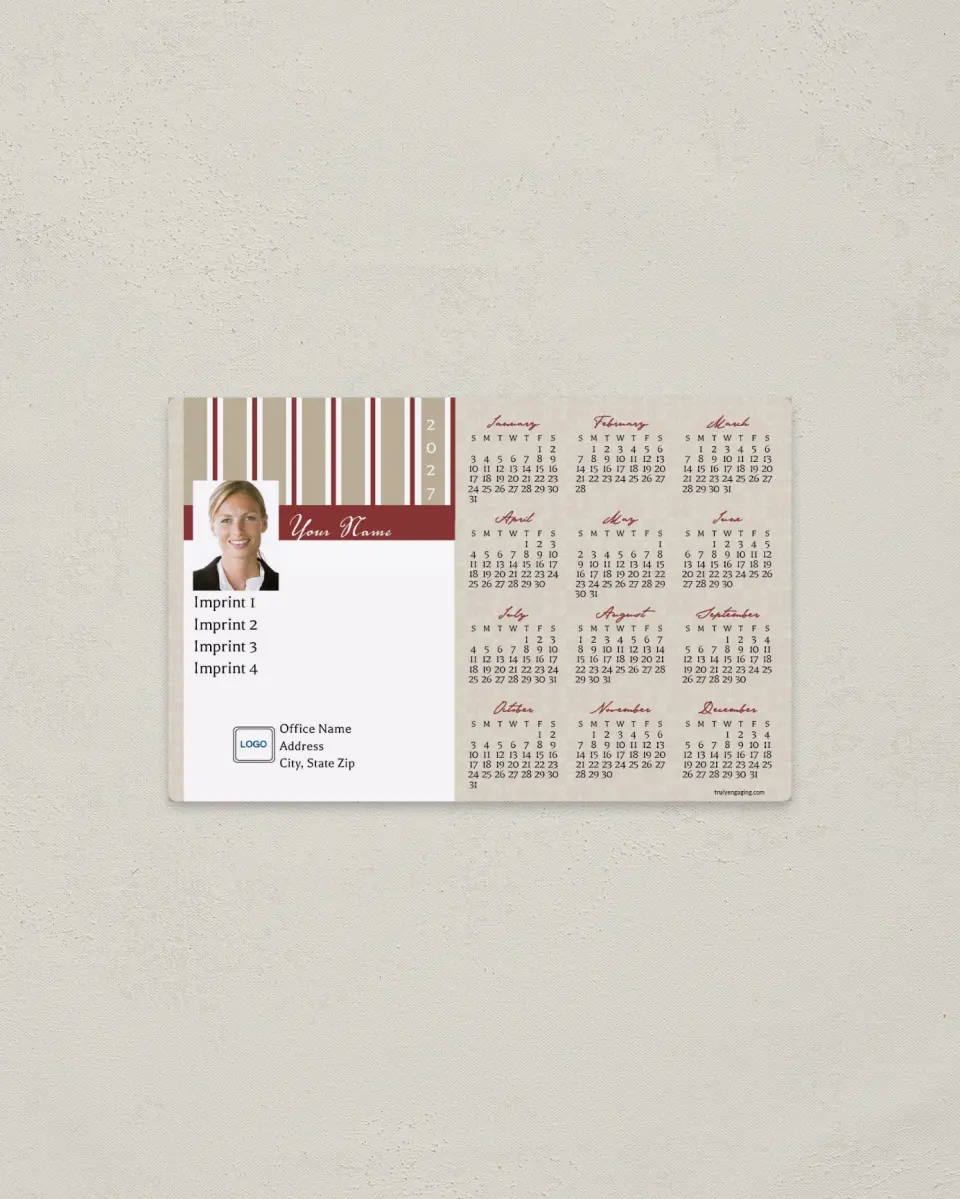 This is a 3.7" x 5.7" Full Magnet Calendar called Vintage Stripes printed in full color with a Standard Gloss finish
